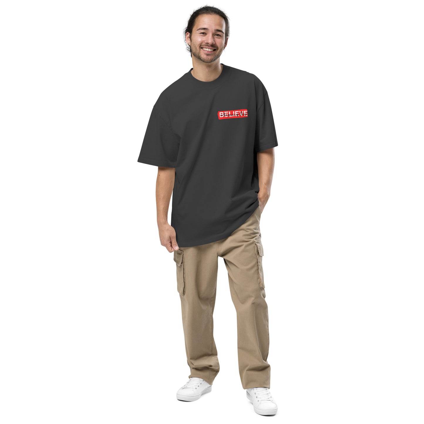 “Believe” oversized faded t-shirt